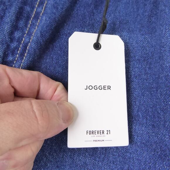 Forever 21 Denim Jogger Pants Womens SZ S Cargo Pockets High Rise Elastic Waist - Picture 8 of 16